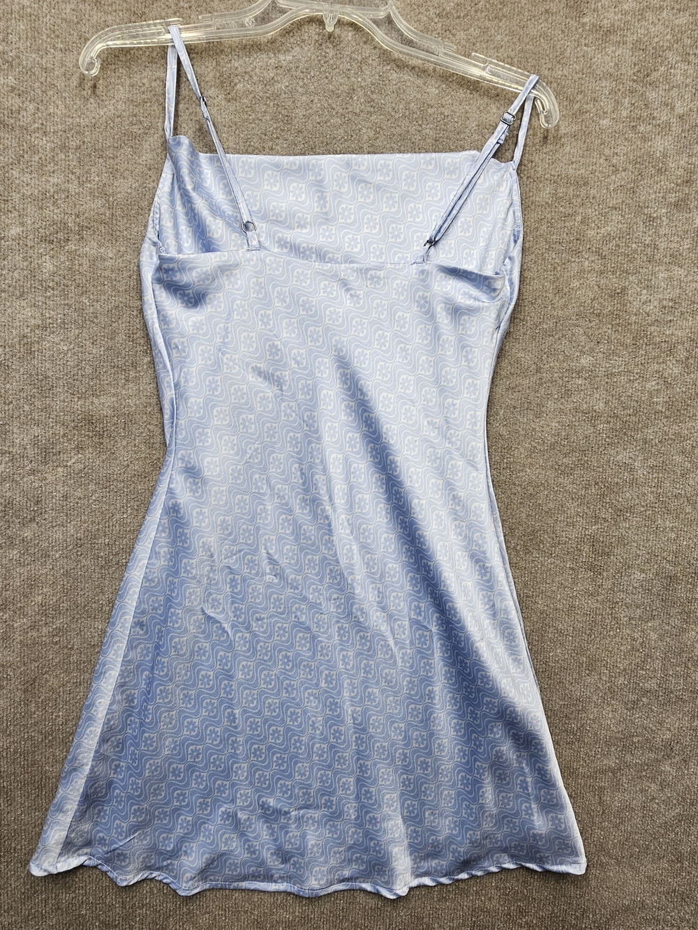 Hollister Silky Blue Slip Dress XS Cowl Neck Adjustable Straps Y2K Mini Satin - Picture 9 of 13